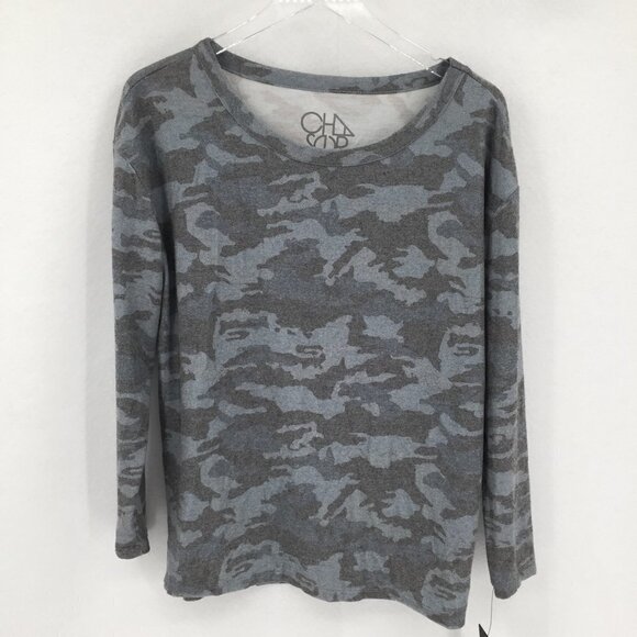 Chaser Tops - Chaser gray soft sweatshirt camo shirt top fleece blue women new Medium M